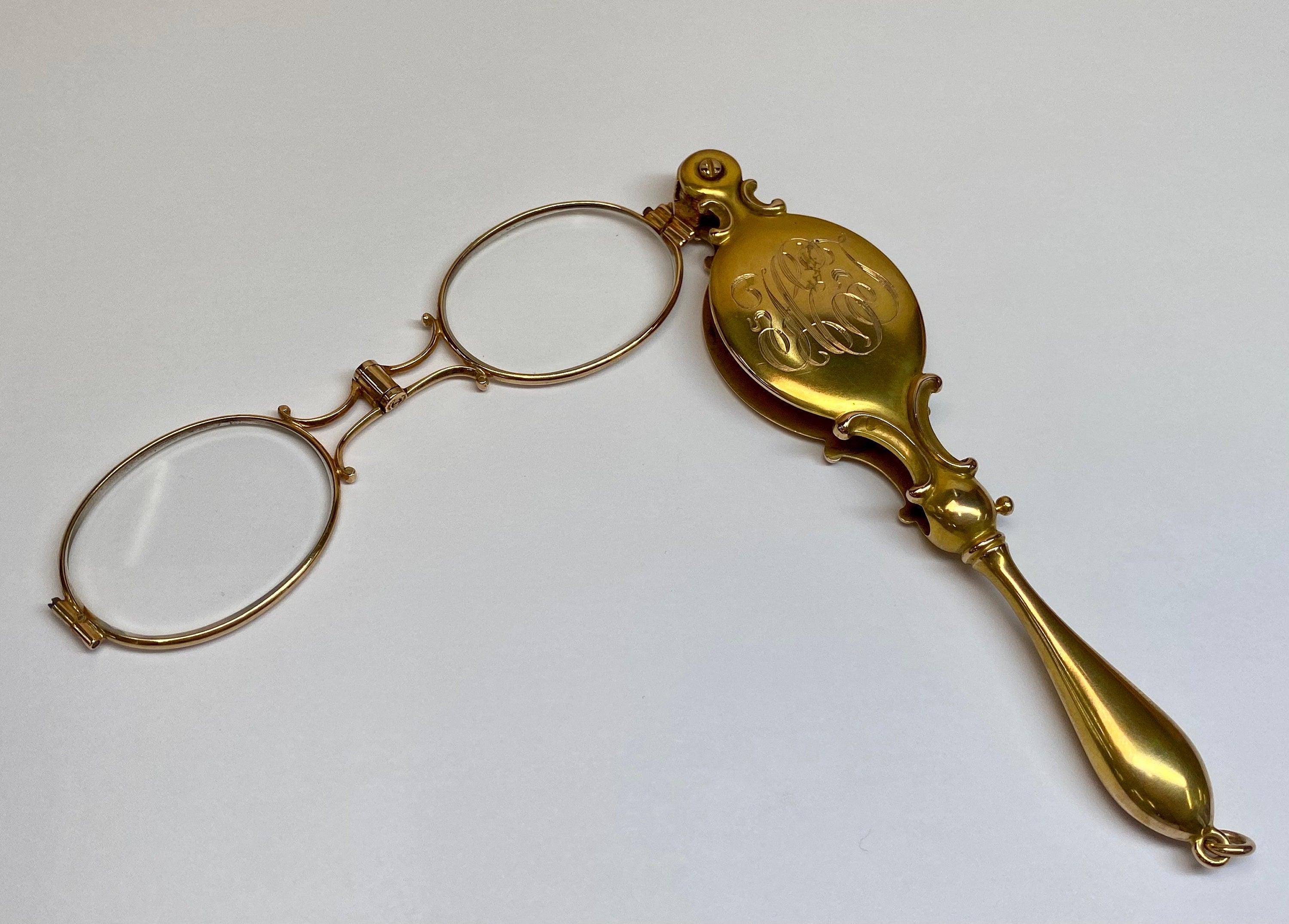 14K Solid Yellow Gold Art  Nouveau 31.7 gm Lorgnette Opera Eye Glasses!!