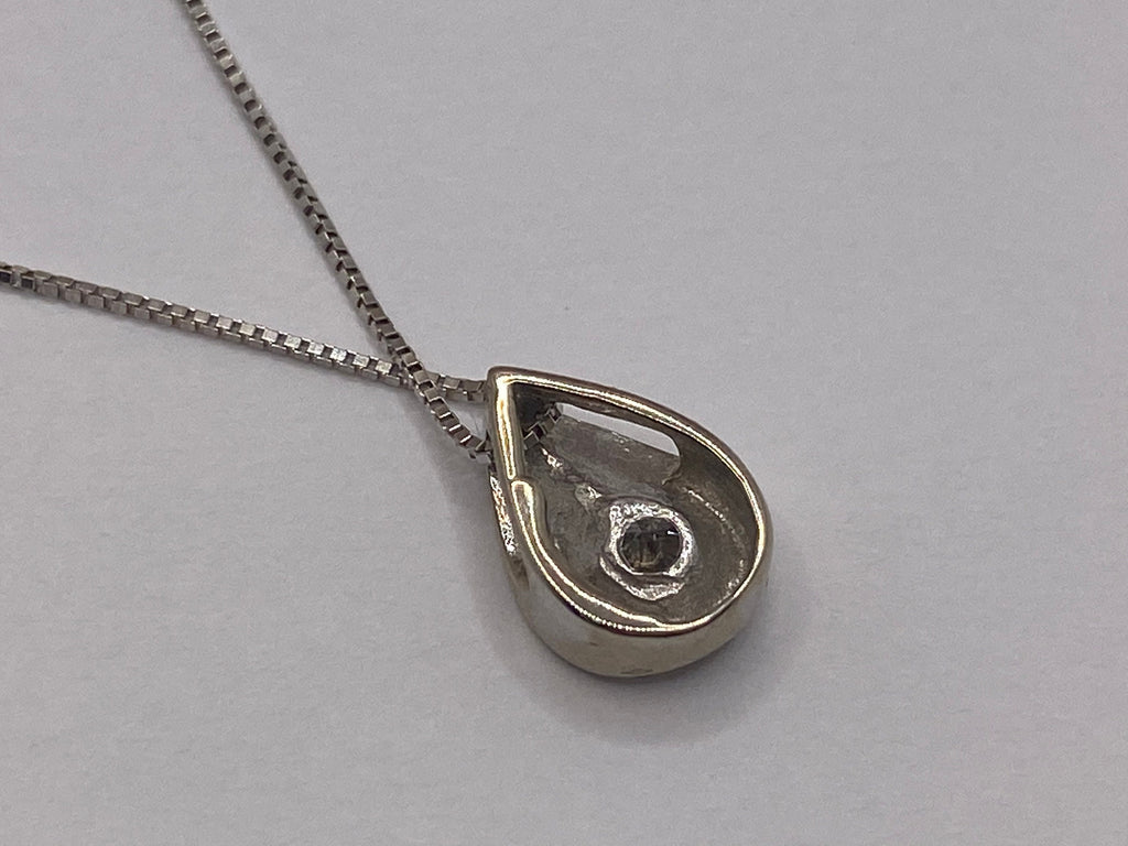14K White Gold Diamond Pear Pendant (0.10 ct TCW)