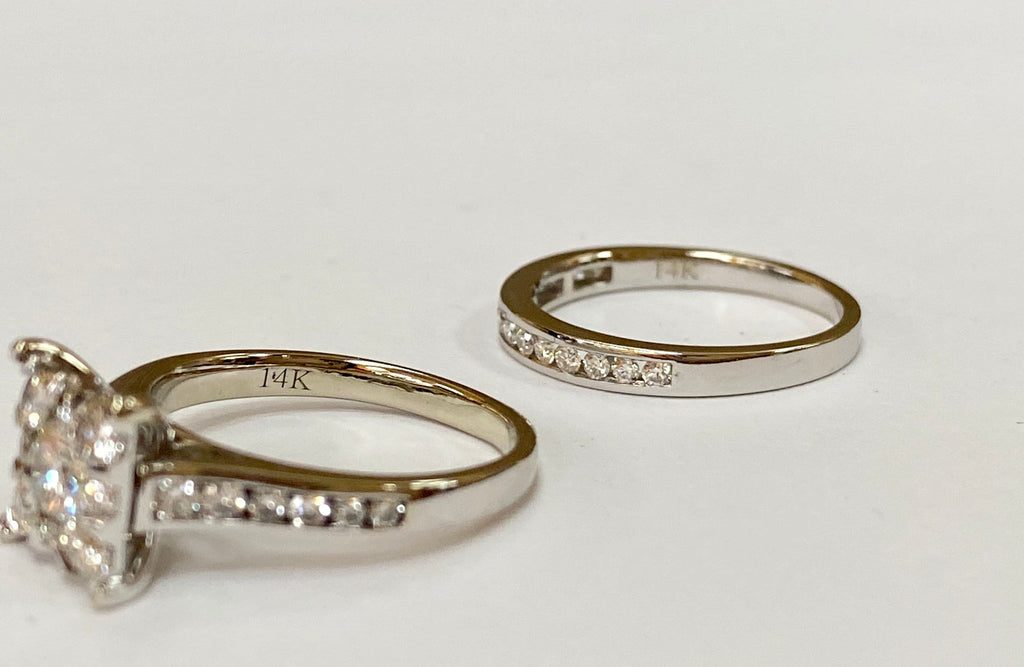 14K White Gold Diamond Bridal Ring Set - 1.10 TCW, VS2 Clarity