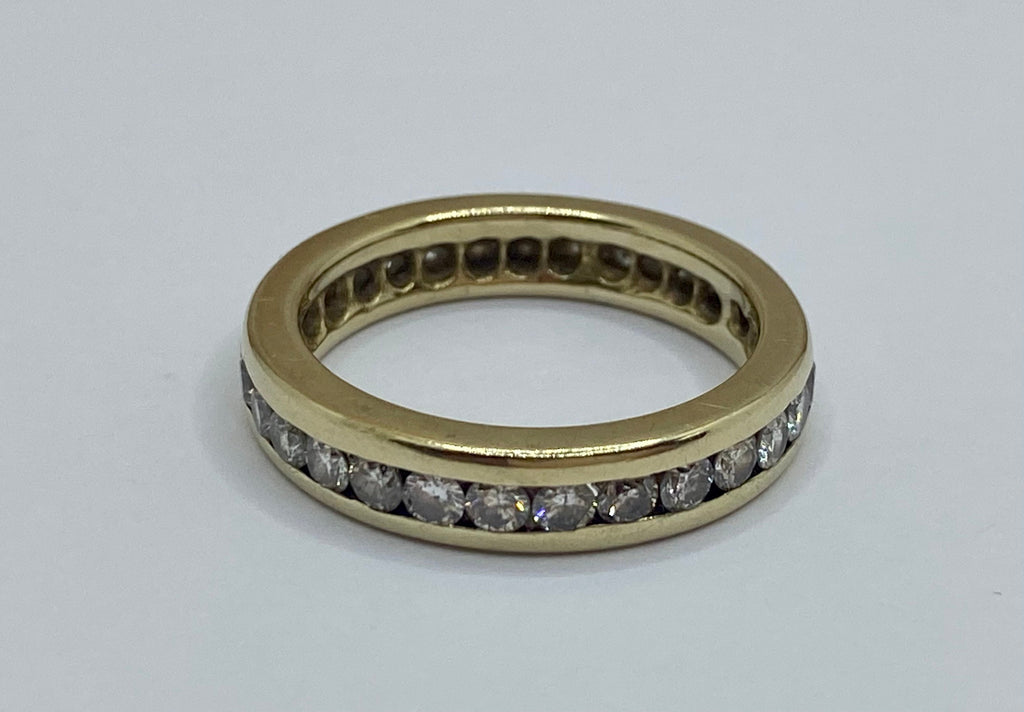 14K  Yellow Gold Channel Set Diamond Eternity Ring/Band