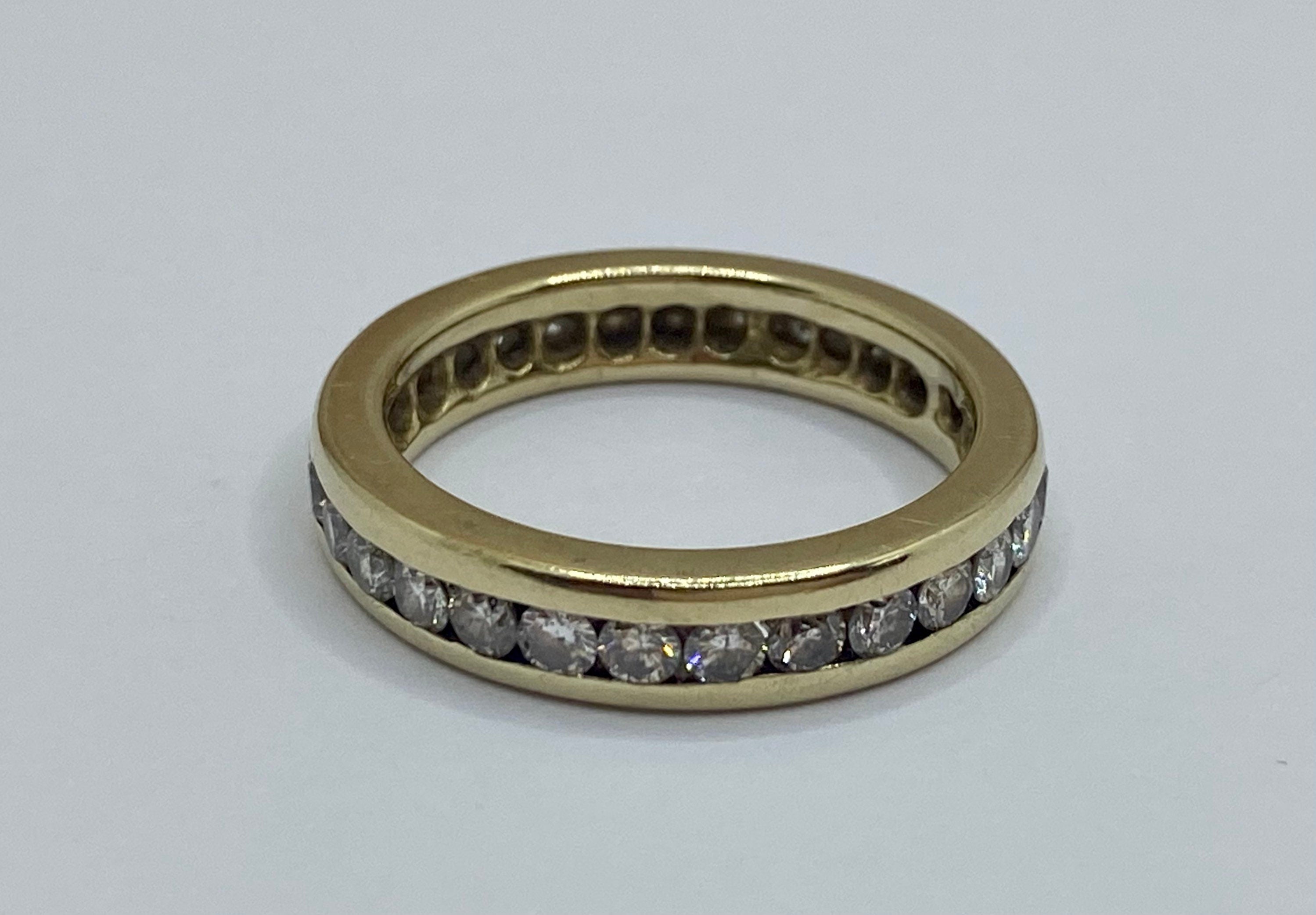 14K  Yellow Gold Channel Set Diamond Eternity Ring/Band
