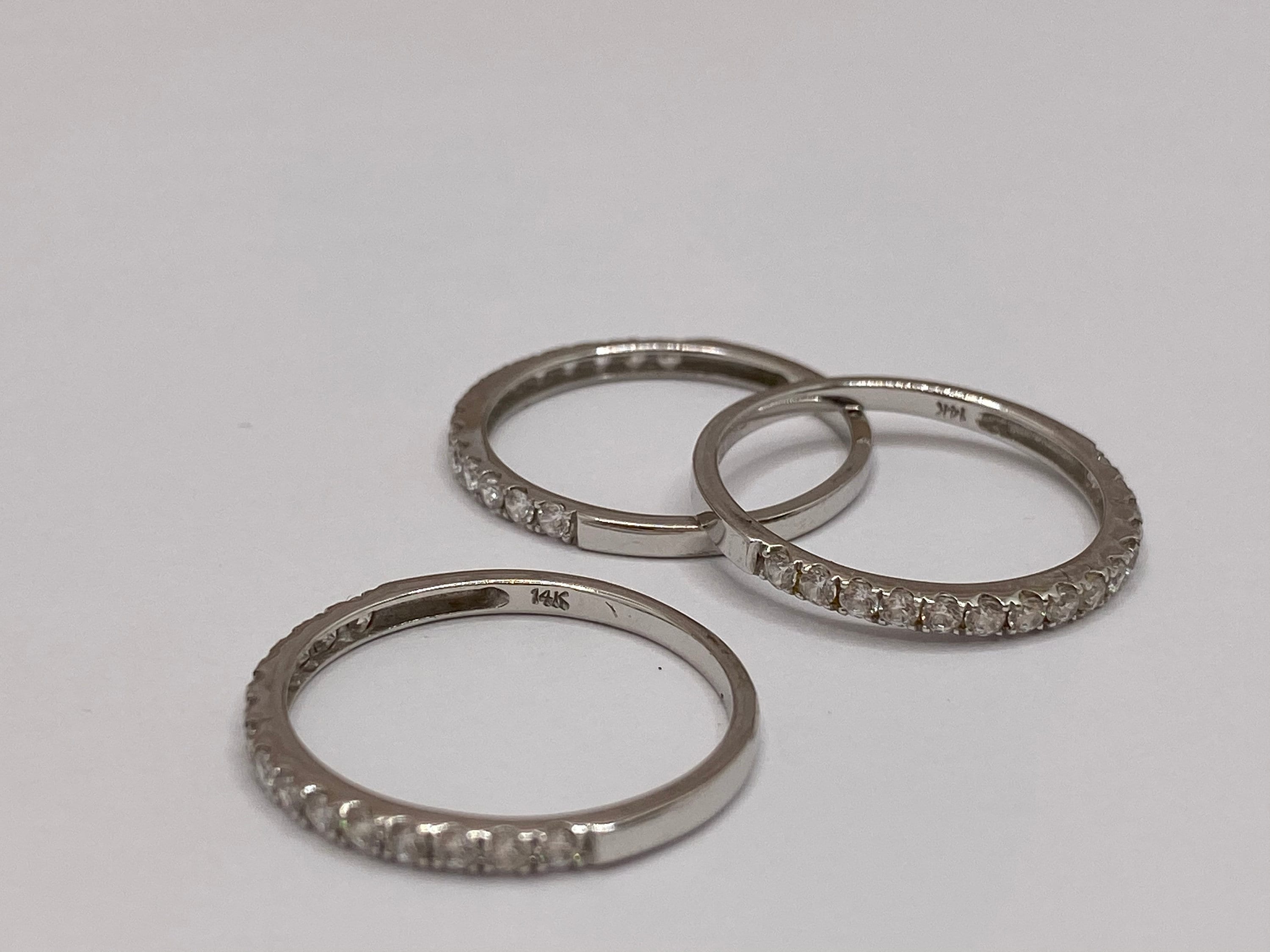 14K White Gold Diamond Stackable Band - 0.75ct, Size 7