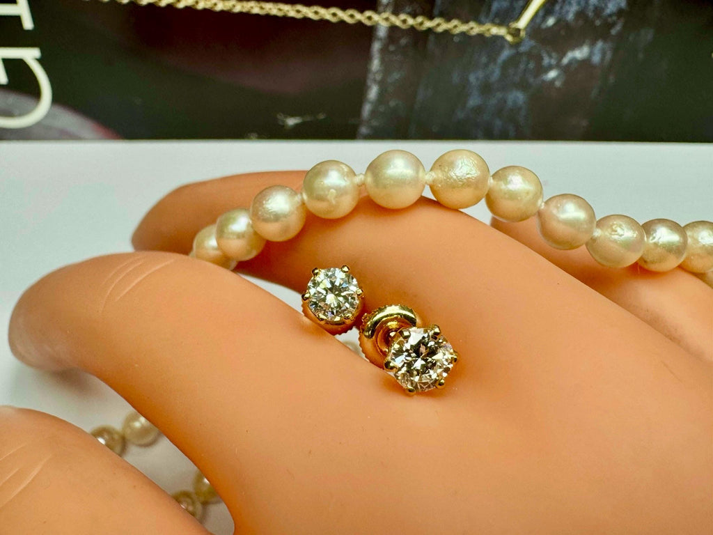 14K Yellow Gold Diamond Stud Earrings, .70ctw VS Clarity
