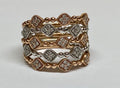 14K Bi-Color White  And Rose Gold Diamond Fashion Ring !! Size 6 1/4