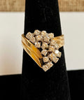 14K Yellow Solid Gold Diamond Cluster Women's Ring!!!! Size 5