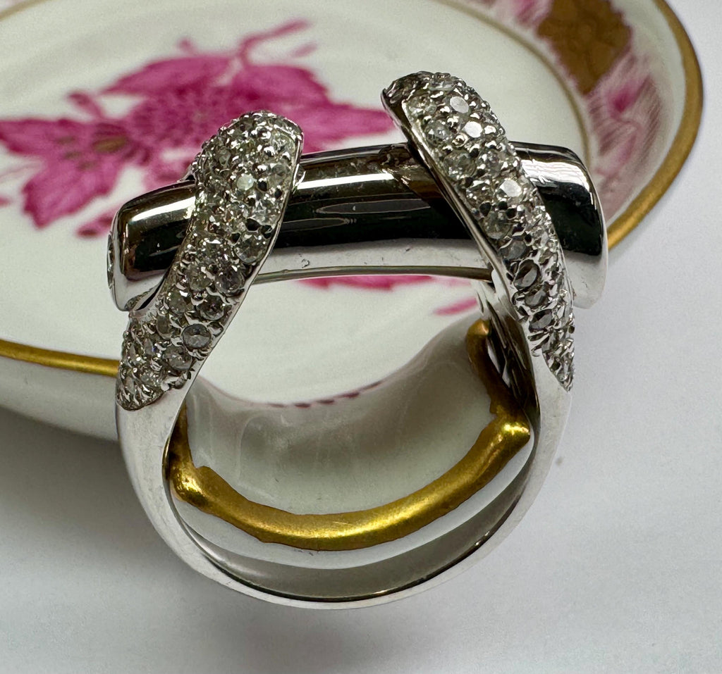 14K White Gold Pave Diamond Ring - Size 6 1/4