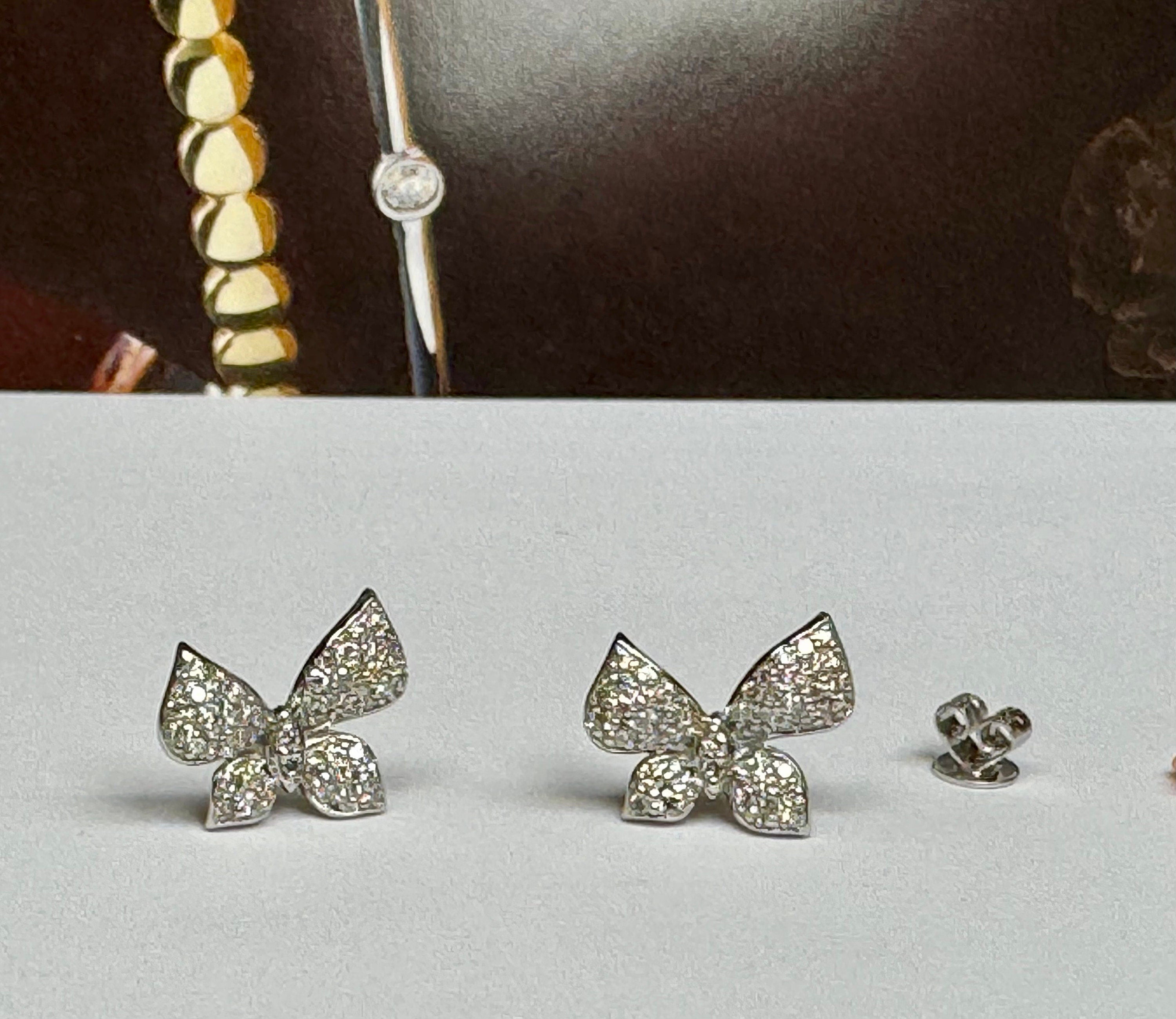 14K White Gold Diamond Butterfly Stud Earrings (0.55 ct)