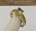 14K Yellow Gold Aquamarine Diamond Statement Ring, Size 8