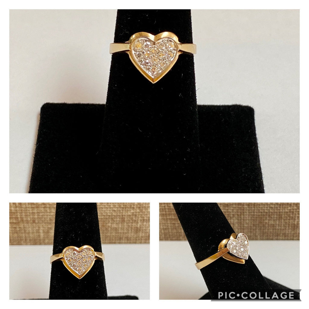 14K Yellow Solid Gold  Heart Diamond Ring!!!!