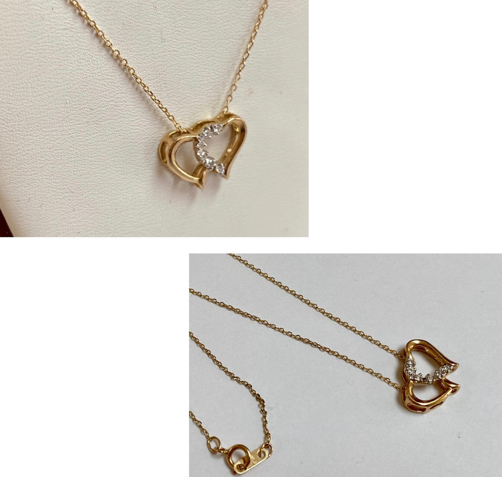 14K Yellow Gold Diamond Heart Pendant Necklace - 18"