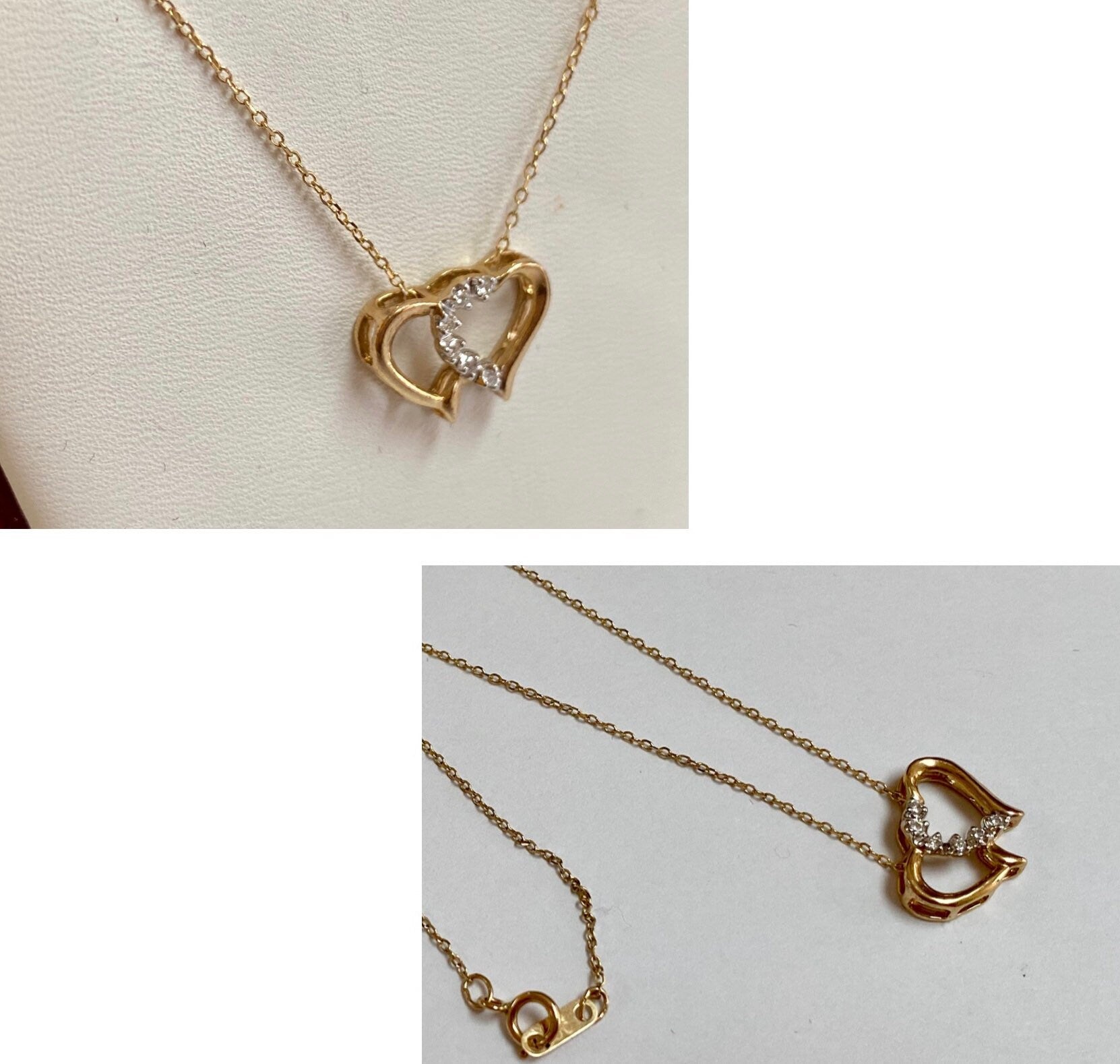 14K Yellow Gold Diamond Heart Pendant Necklace - 18"