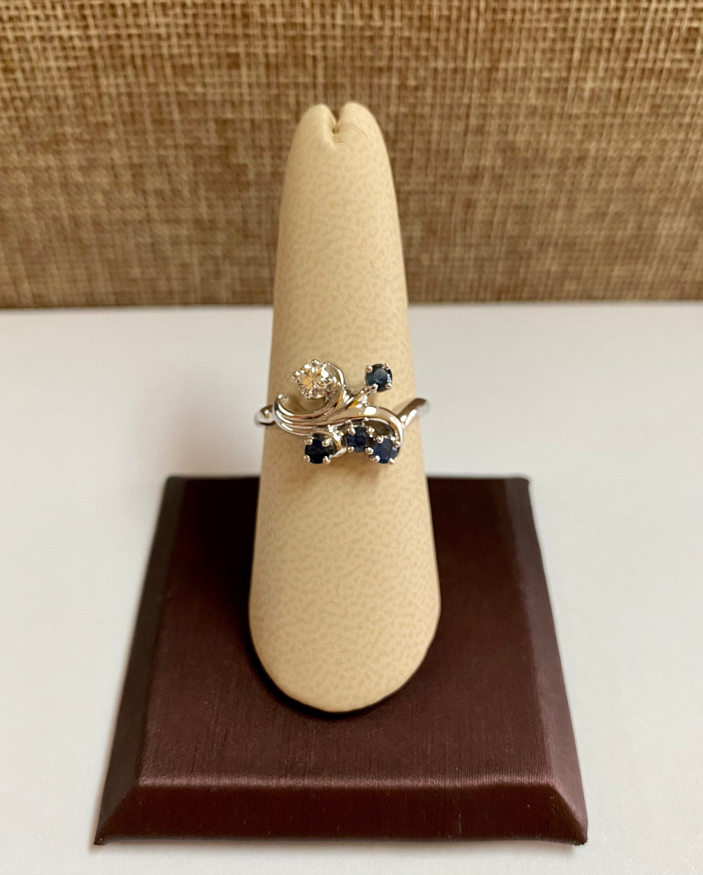 14k Solid White Gold Diamond And Blue Sapphire Statement Ring!!!!!