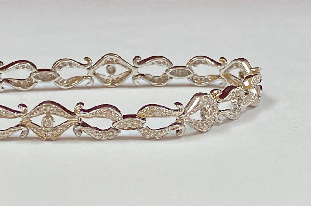 14K White Solid Gold Diamond Women's Bracelet !!!!!