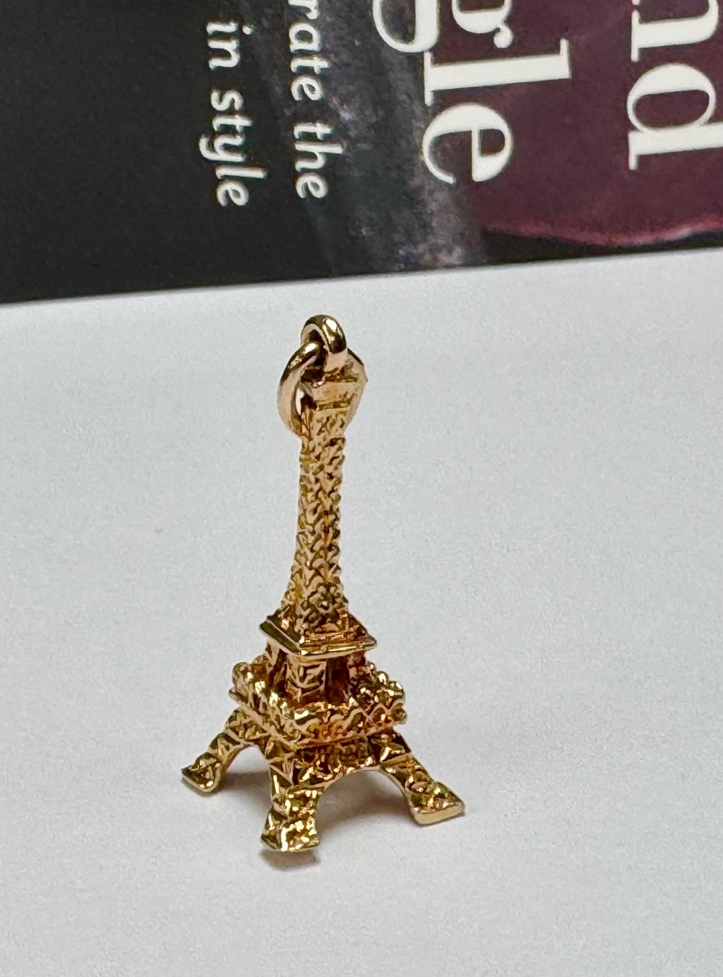 14K Yellow Gold 3D Eiffel Tower Charm Pendant