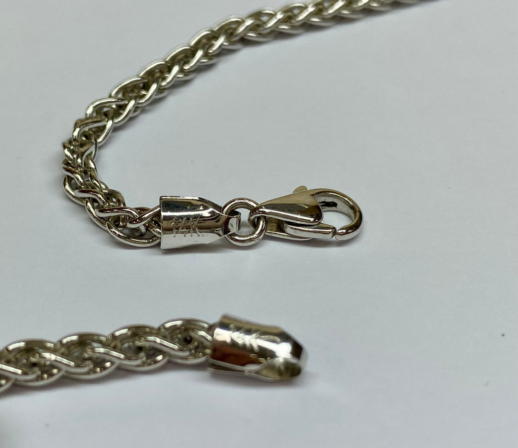 14K Solid White Gold 22" Double Wheat Link Chain Necklace!!