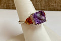 14K White Gold Amethyst Citrine Diamond Ring - Size 7