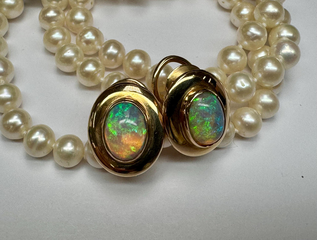 14K Yellow Gold Fire Opal Clip On Earrings
