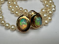 14K Yellow Gold Fire Opal Clip On Earrings