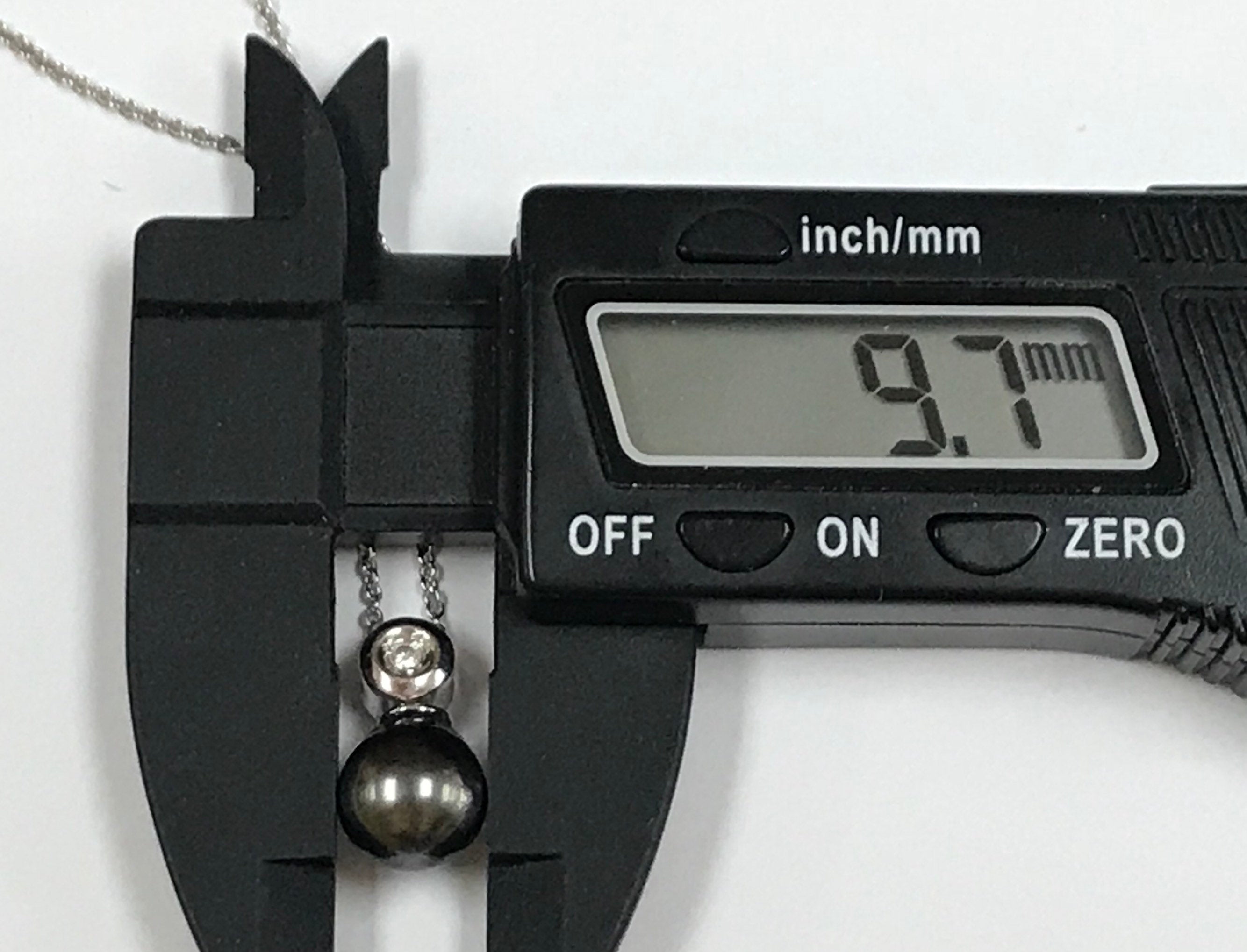 14K Solid White Gold Chain With Black Tahitian Pearl And Diamond Necklace!!!