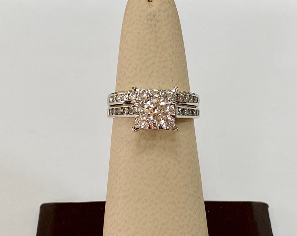 14K White Gold Diamond Bridal Ring Set - 1.10 TCW, VS2 Clarity