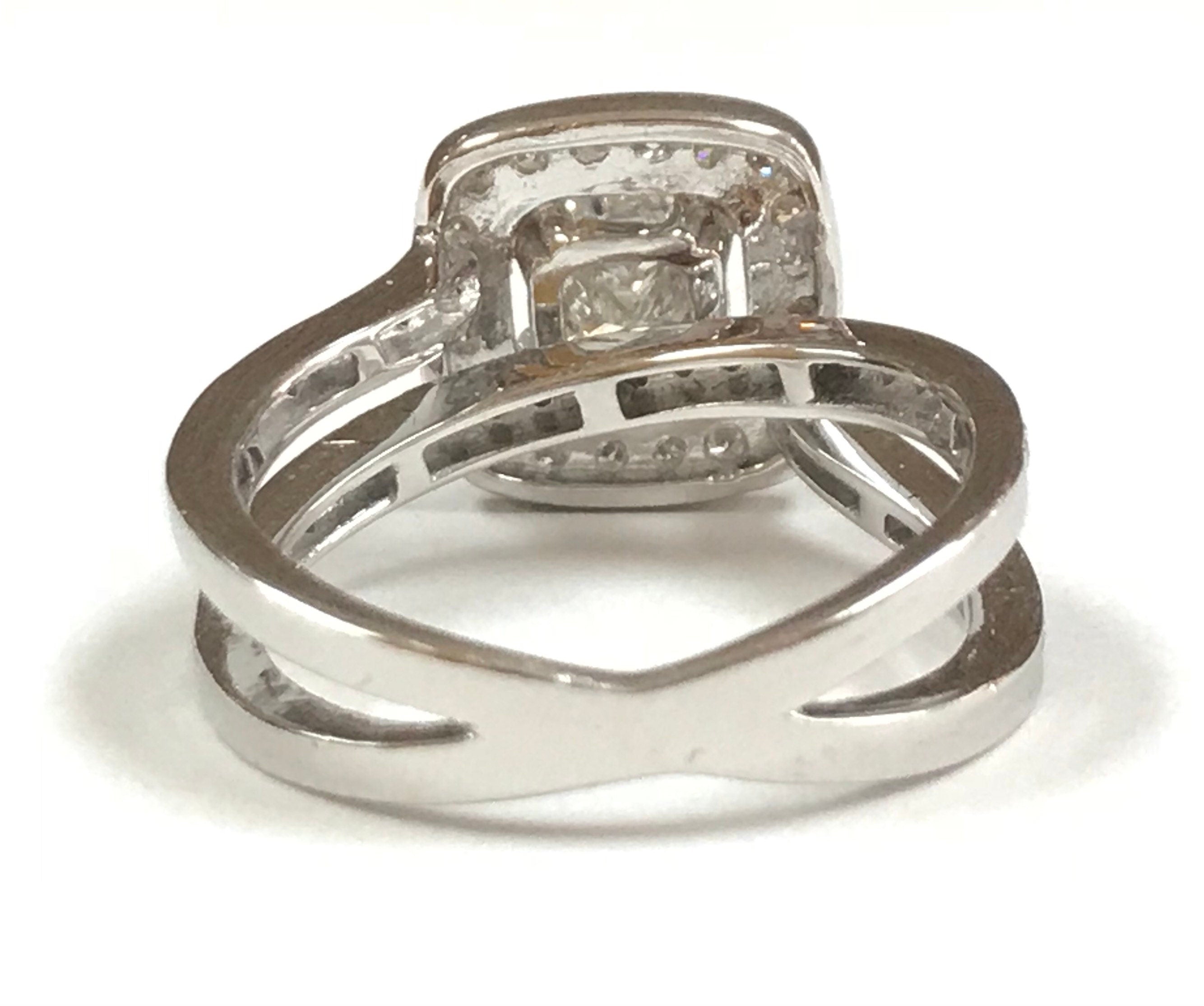 14K White Gold Princess Cut Diamond Ring - .99 Ct, Size 7.5