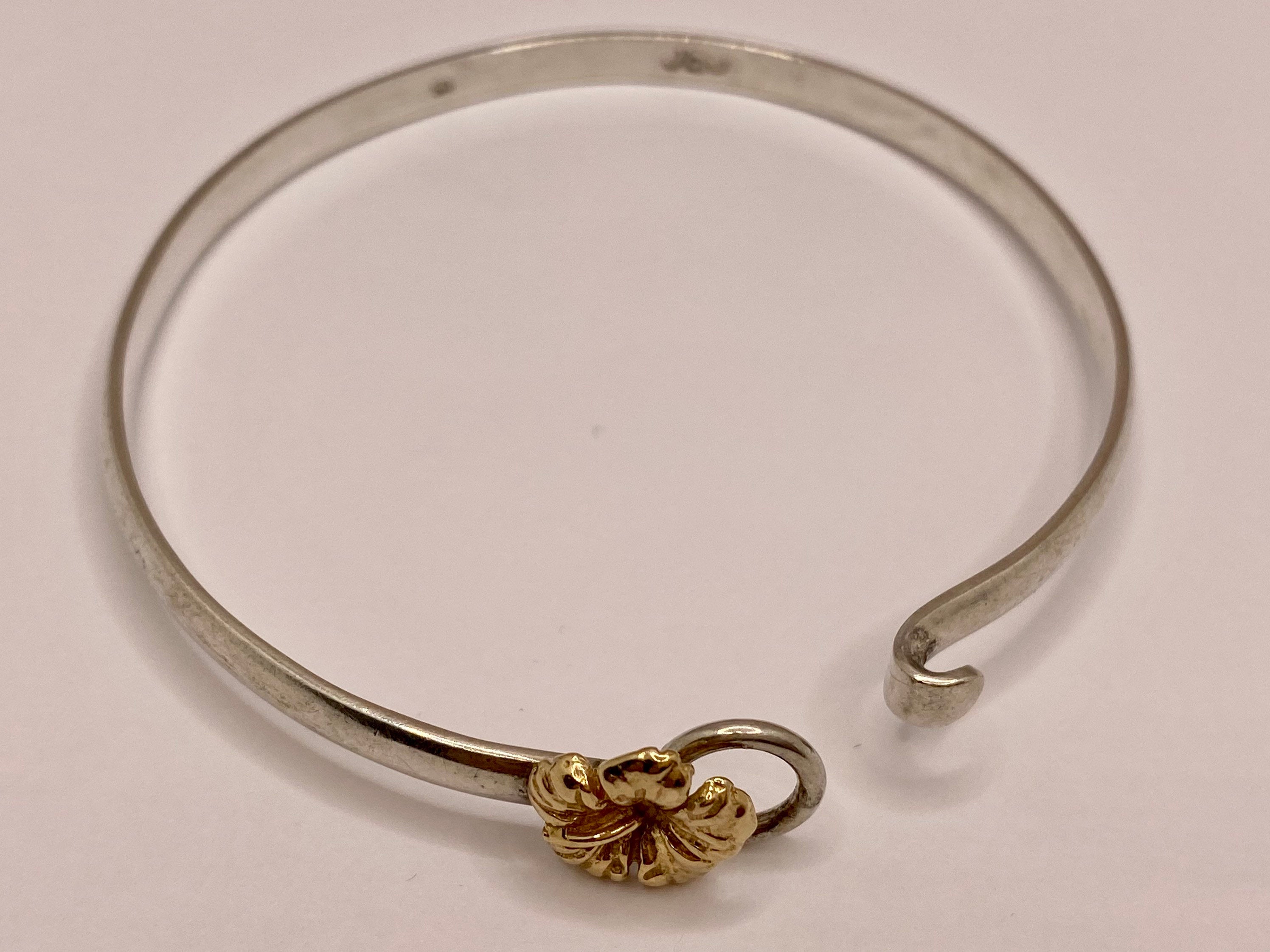 14K Yellow Gold Flower And 925 Sterling Silver CBC Caribbean Bracelet Co. Bangle Bracelet