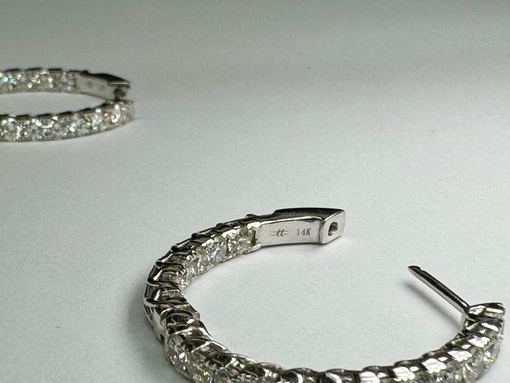 14K White Gold Diamond Hoop Earring Set (2.9 CT)