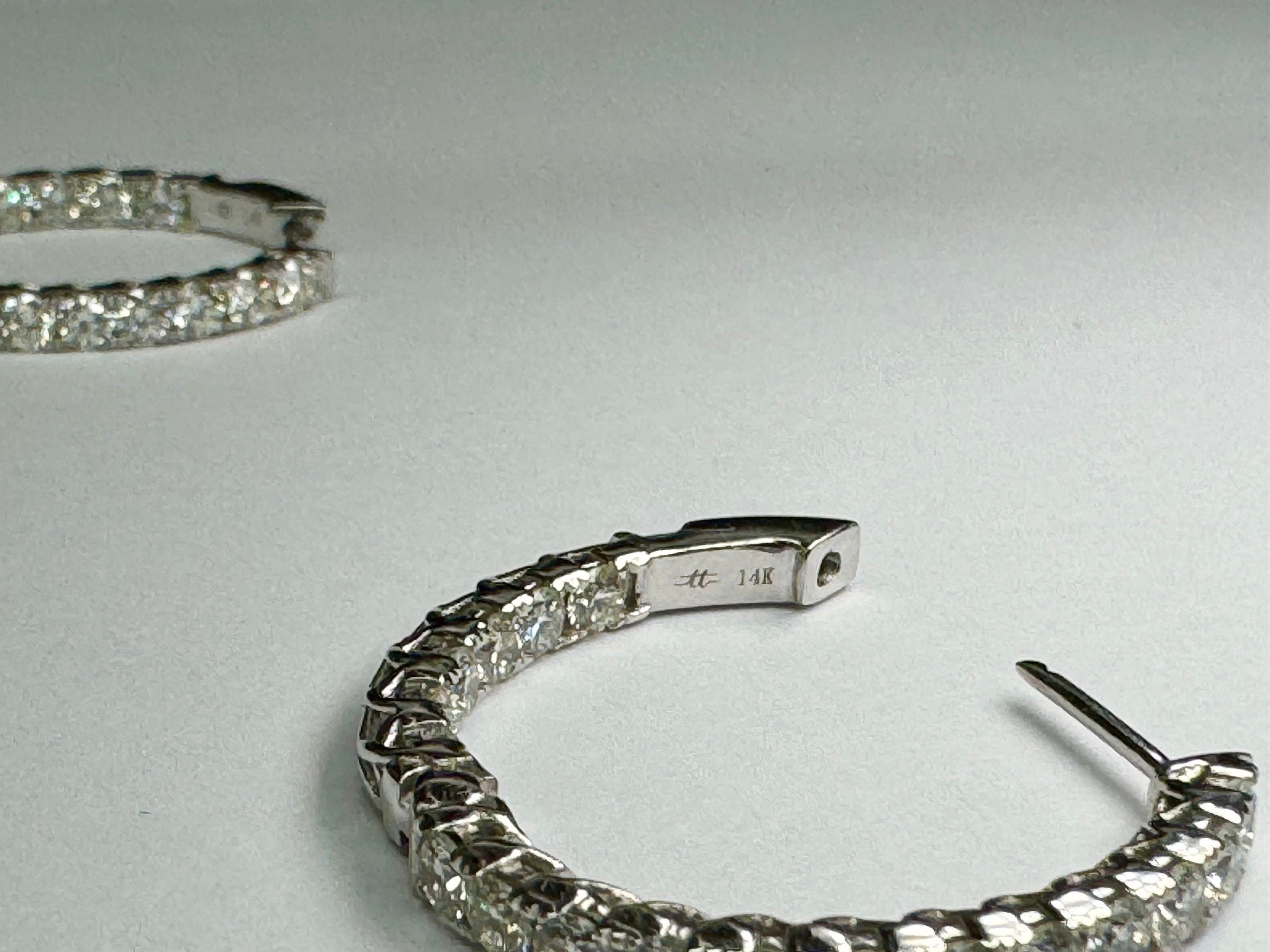 14K White Gold Diamond Hoop Earring Set (2.9 CT)