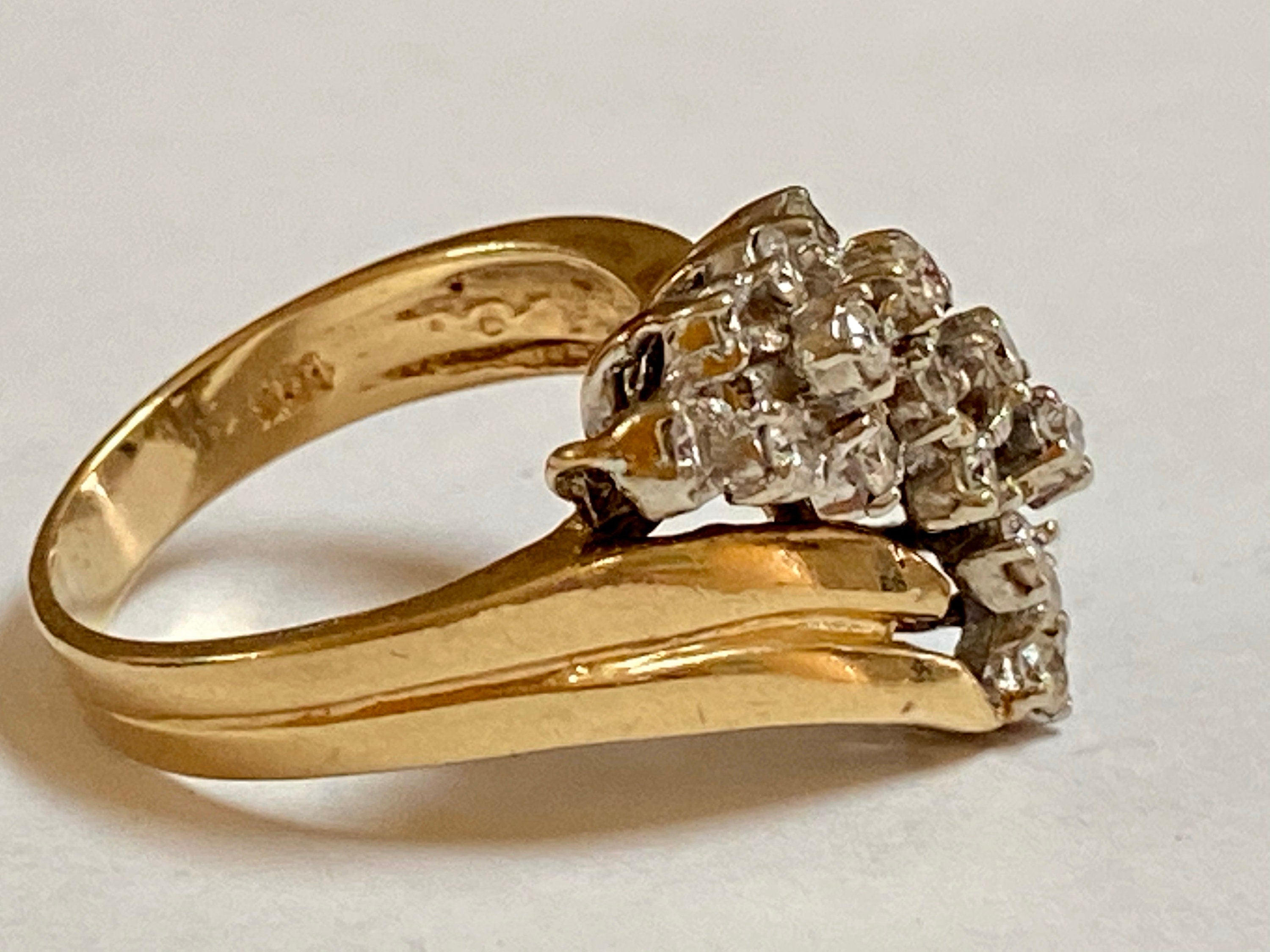 14K Yellow Solid Gold Diamond Cluster Women's Ring!!!! Size 5