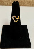 14K Yellow Solid Gold Heart Diamond Ring!!!!! Size 5 1/2