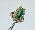 14K Yellow Gold Green Jade & Seed Pearl Ring - Size 4 1/2