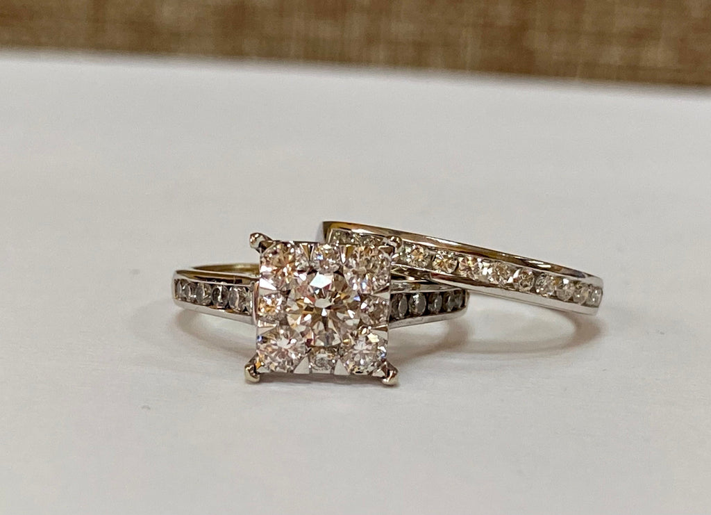 14K White Gold Diamond Bridal Ring Set - 1.10 TCW, VS2 Clarity