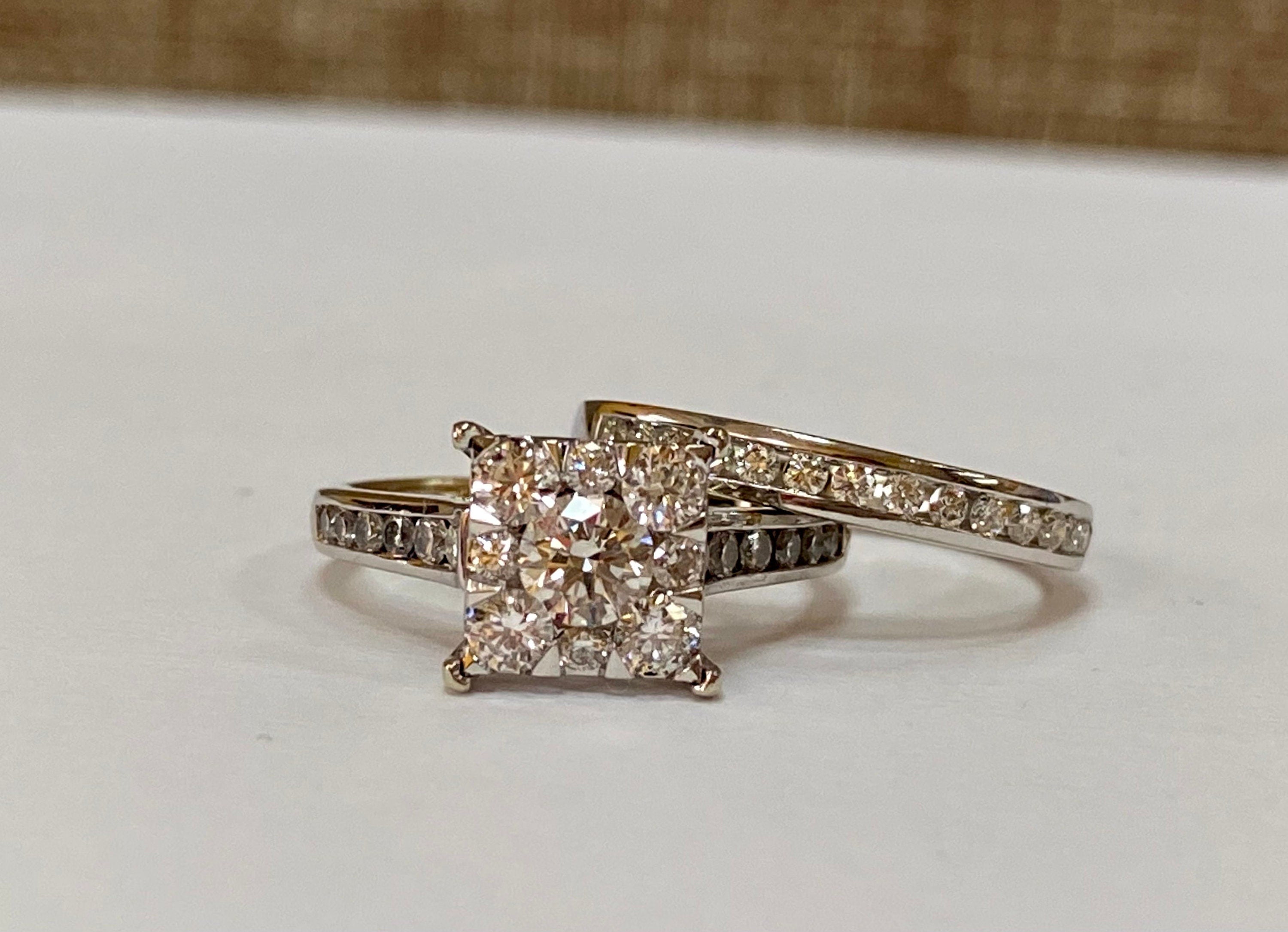 14K White Gold Diamond Bridal Ring Set - 1.10 TCW, VS2 Clarity