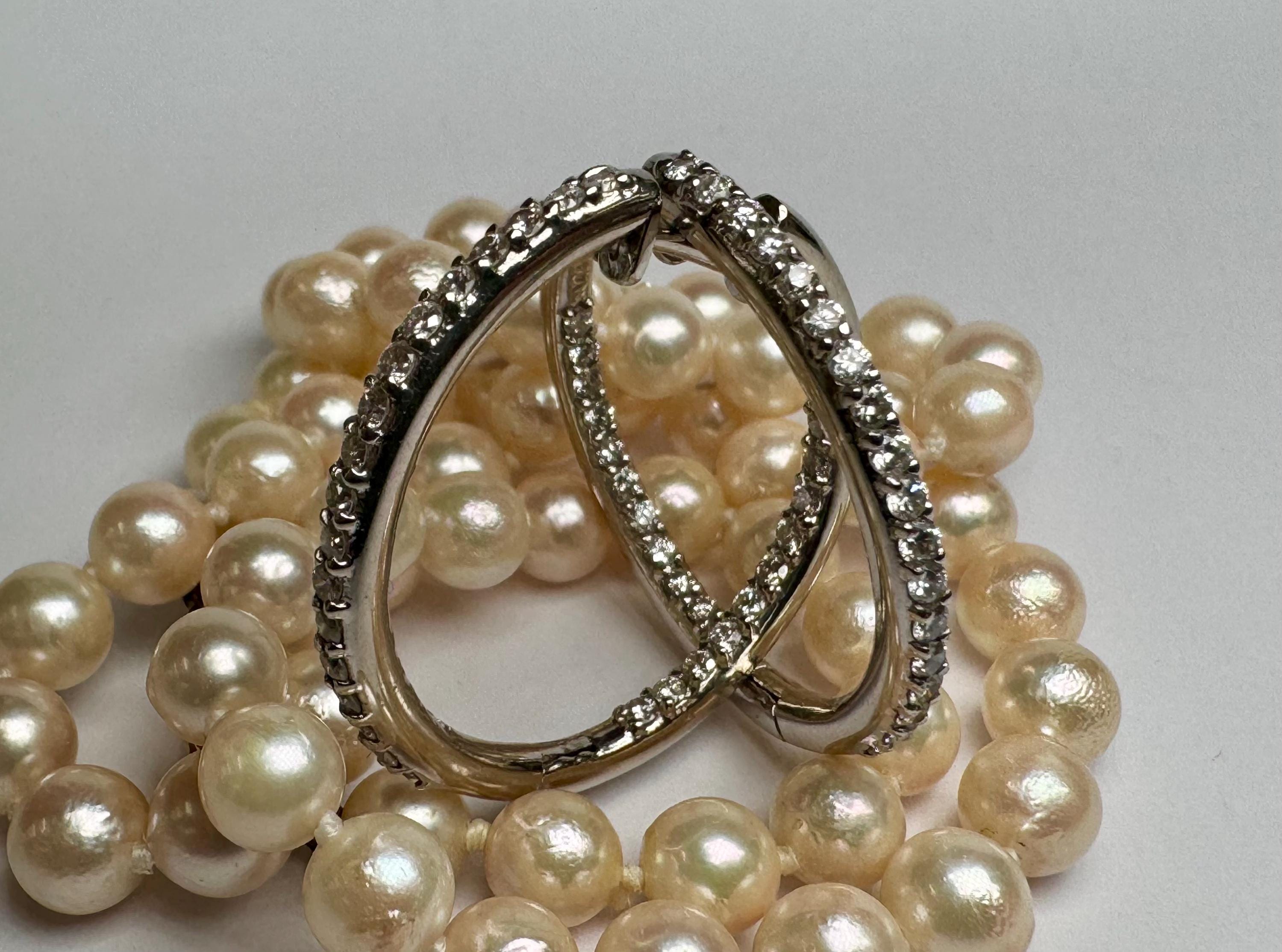 14k White Gold Diamond Hoop Earrings: 0.30ct TCW
