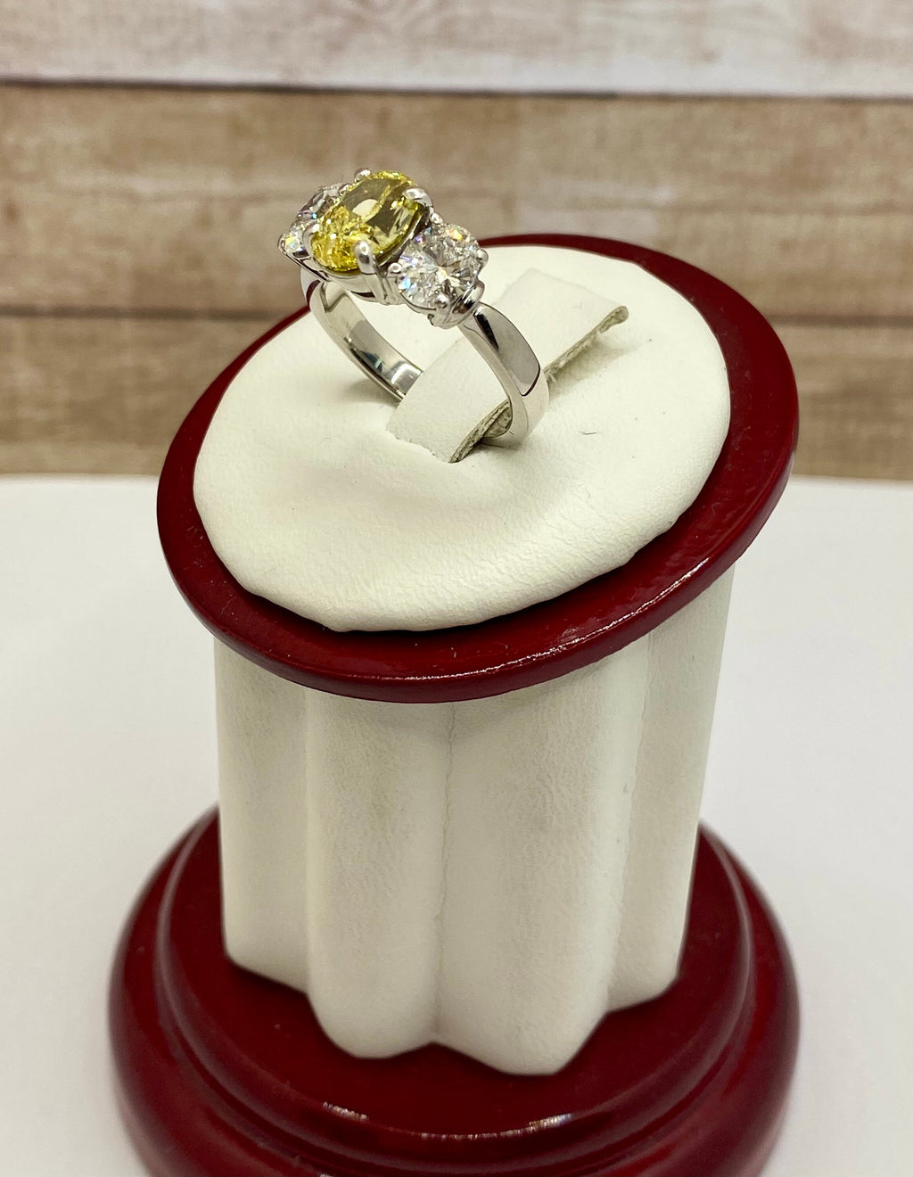 18K White Gold Fancy Yellow Diamond Ring, VS1 Clarity, Size 5 1/4