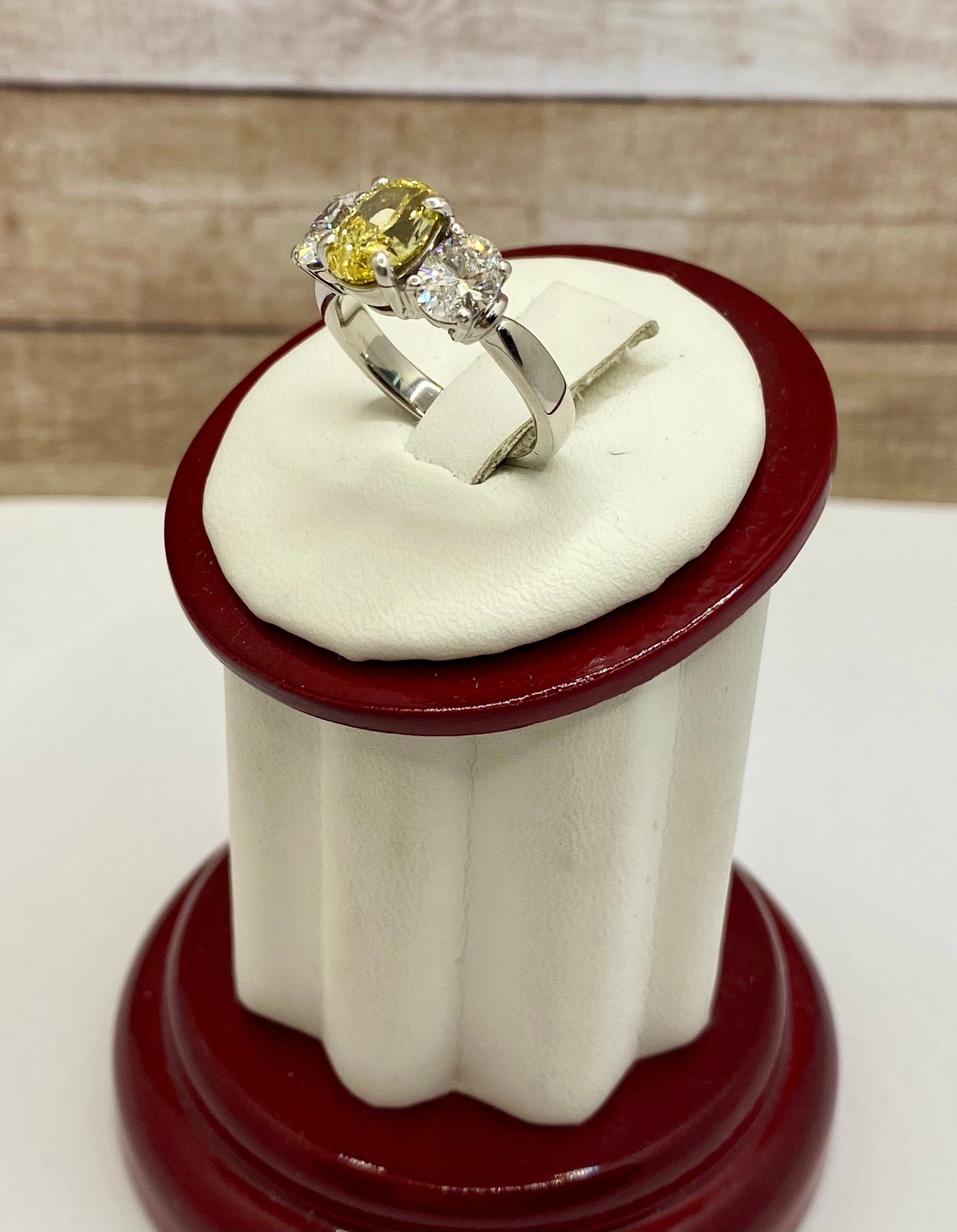 18K White Gold Fancy Yellow Diamond Ring, VS1 Clarity, Size 5 1/4