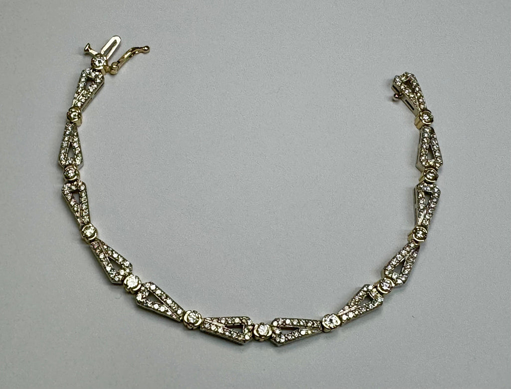14K Gold Diamond Bow Bracelet - 2.5 ct, 7.5"