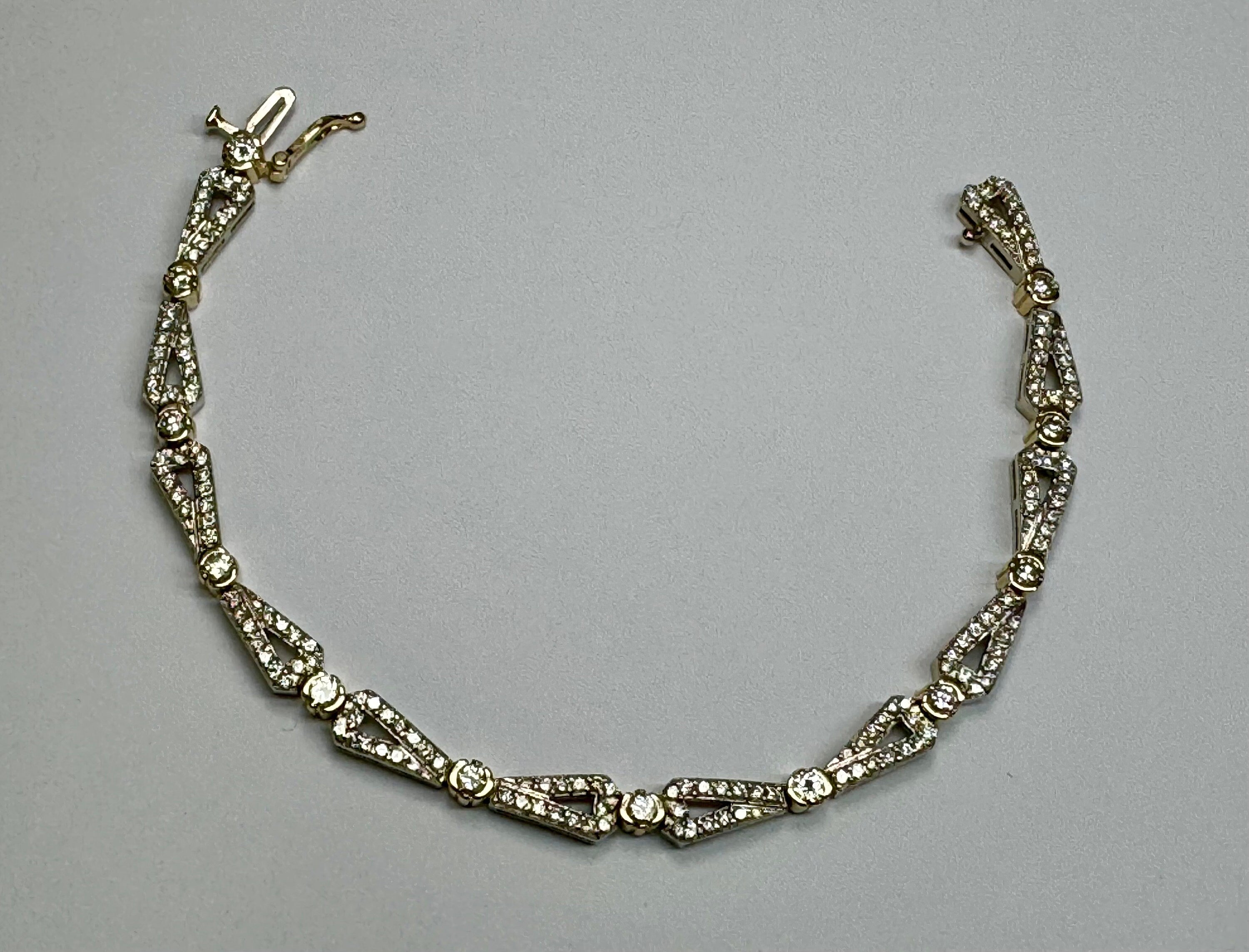 14K Gold Diamond Bow Bracelet - 2.5 ct, 7.5"