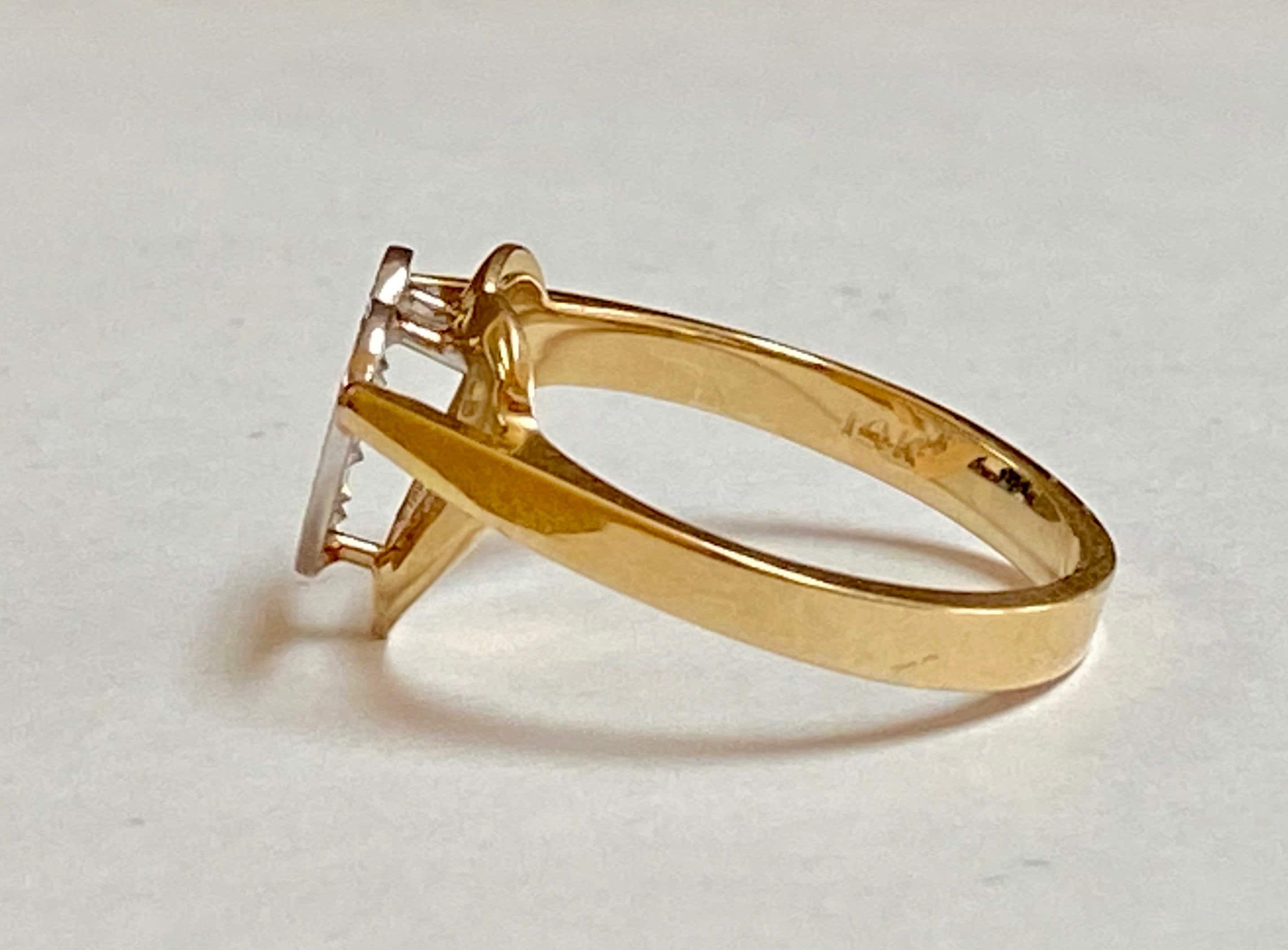 14K Yellow Solid Gold  Heart Diamond Ring!!!!