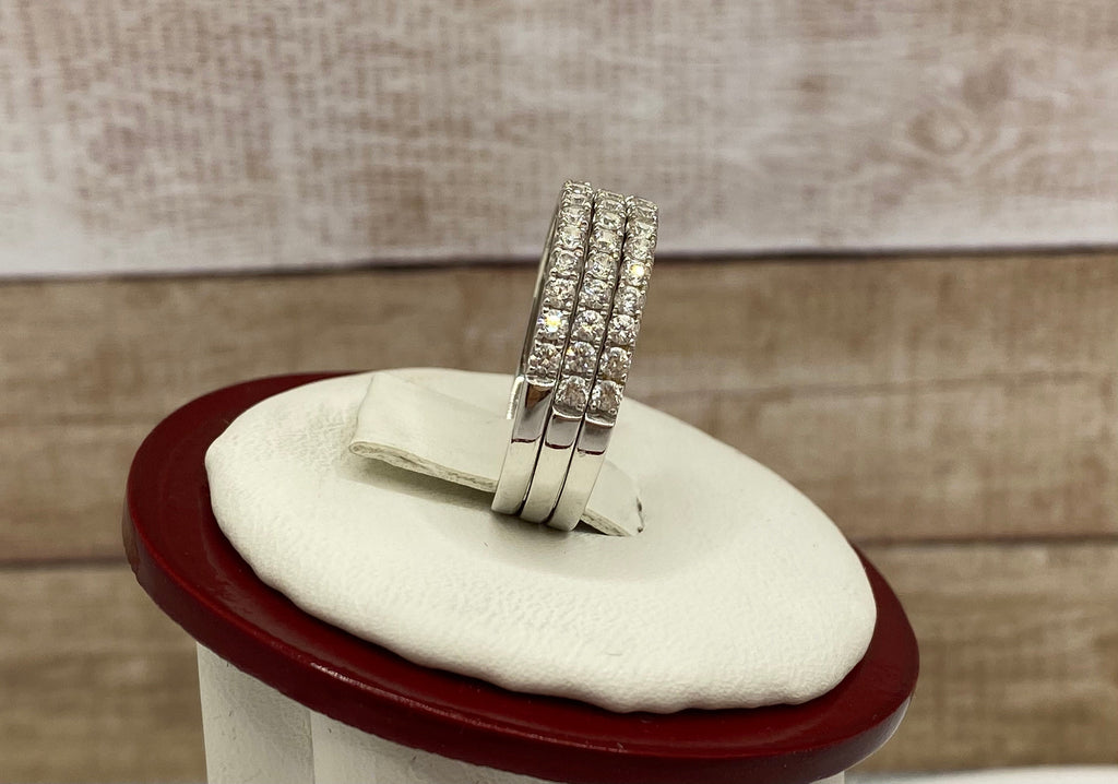 14K White Gold Diamond Stackable Band - 0.75ct, Size 7