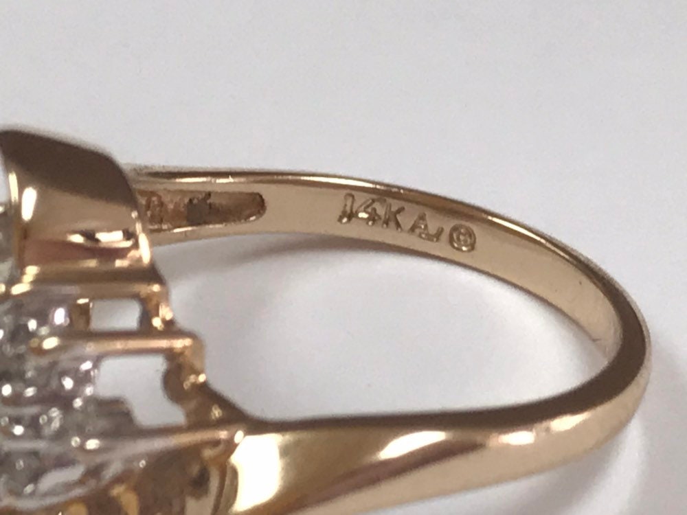 14K Yellow Solid Gold Diamond Cluster Women's Ring!!!