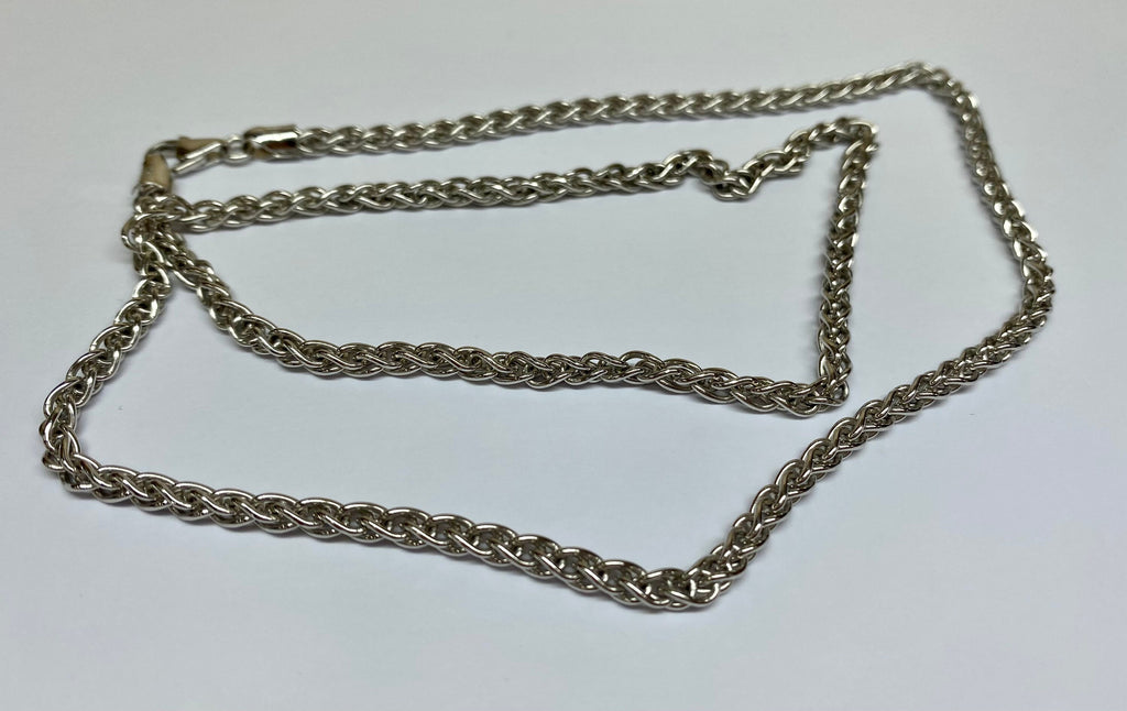 14K Solid White Gold 22" Double Wheat Link Chain Necklace!!