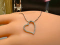 14K White Gold Diamond Open Heart Pendant Necklace - 18 Inch