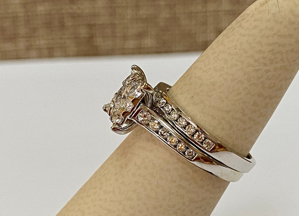 14K White Gold Diamond Bridal Ring Set - 1.10 TCW, VS2 Clarity