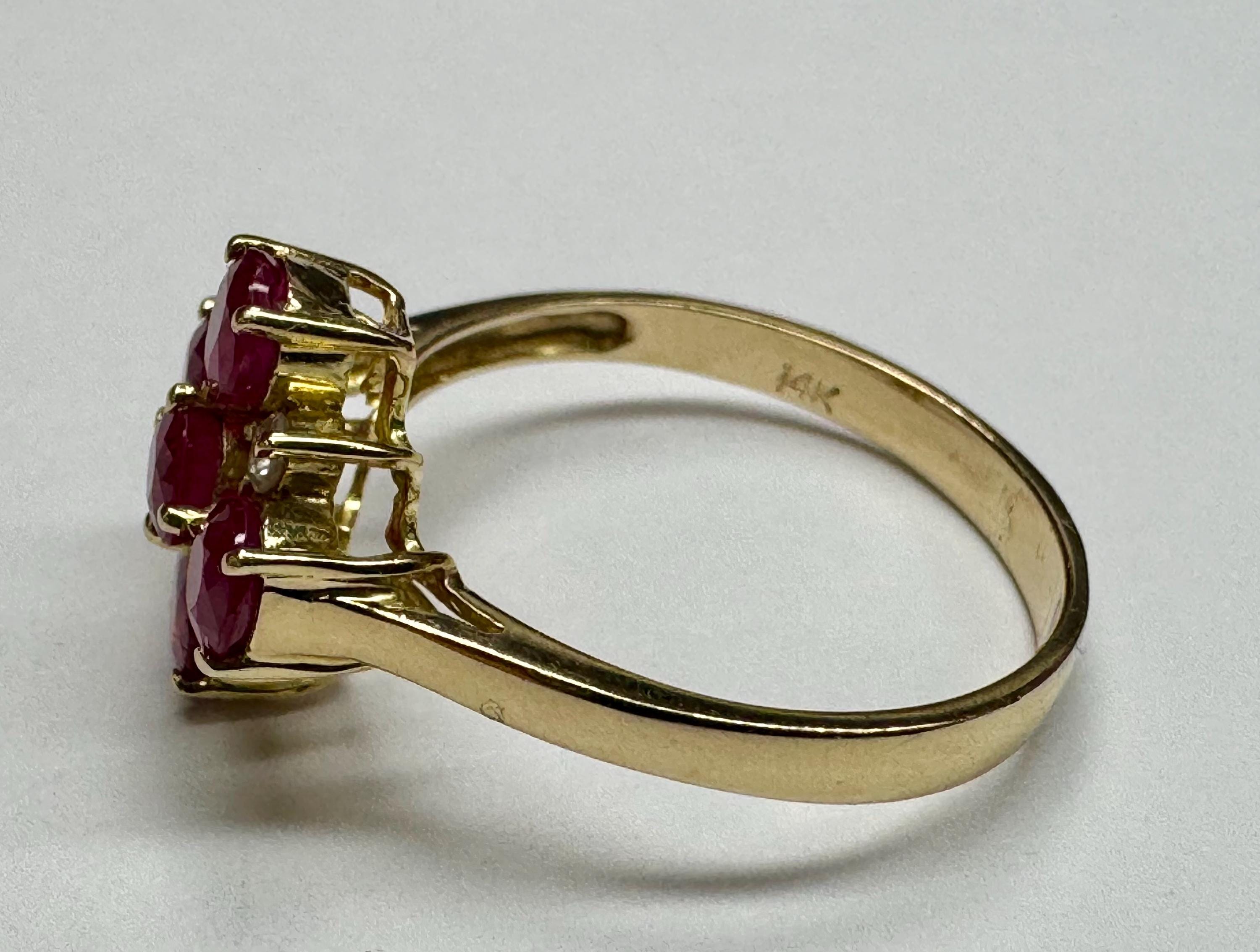 14K Yellow Gold Ruby and Diamond Ring - Size 7.5