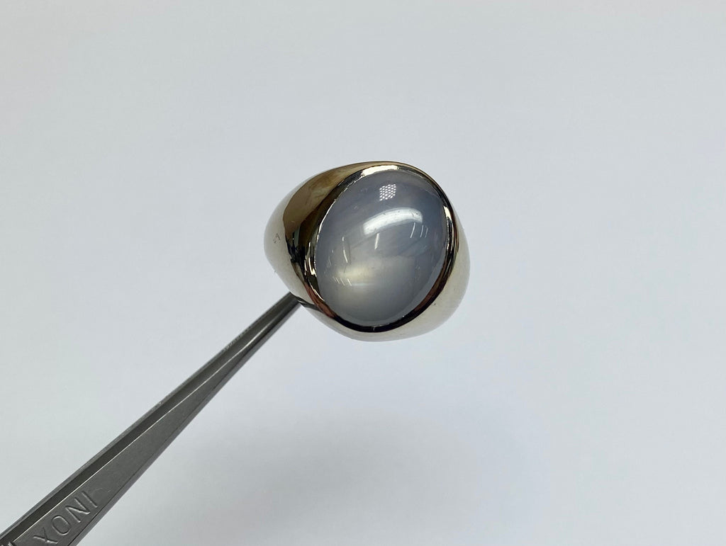 14K White Gold Star Sapphire Ring - Size 6 3/4