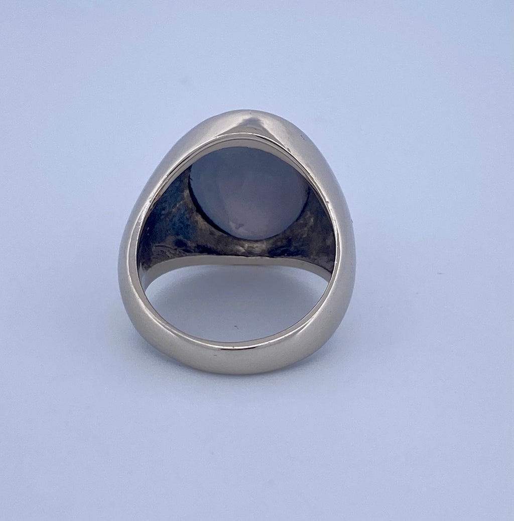 14K White Gold Star Sapphire Ring - Size 6 3/4