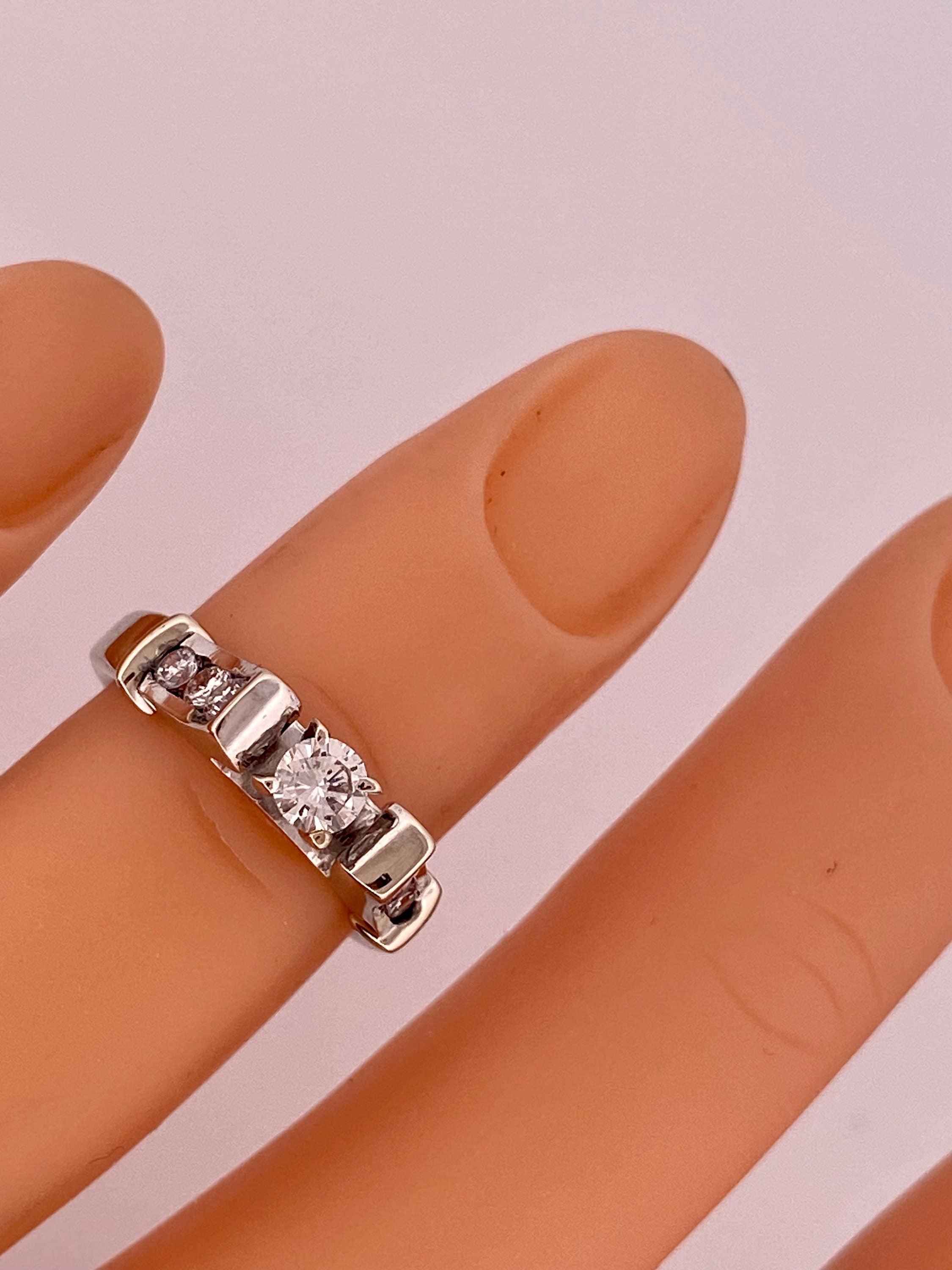 18K White Gold Diamond Ring - Halo Setting, Size 5 3/4