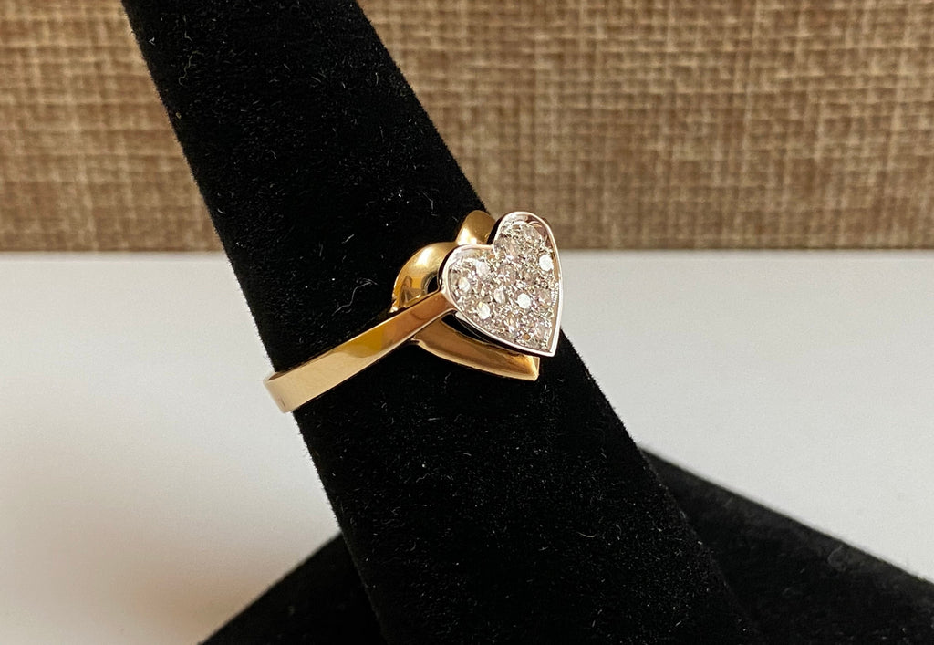 14K Yellow Solid Gold  Heart Diamond Ring!!!!