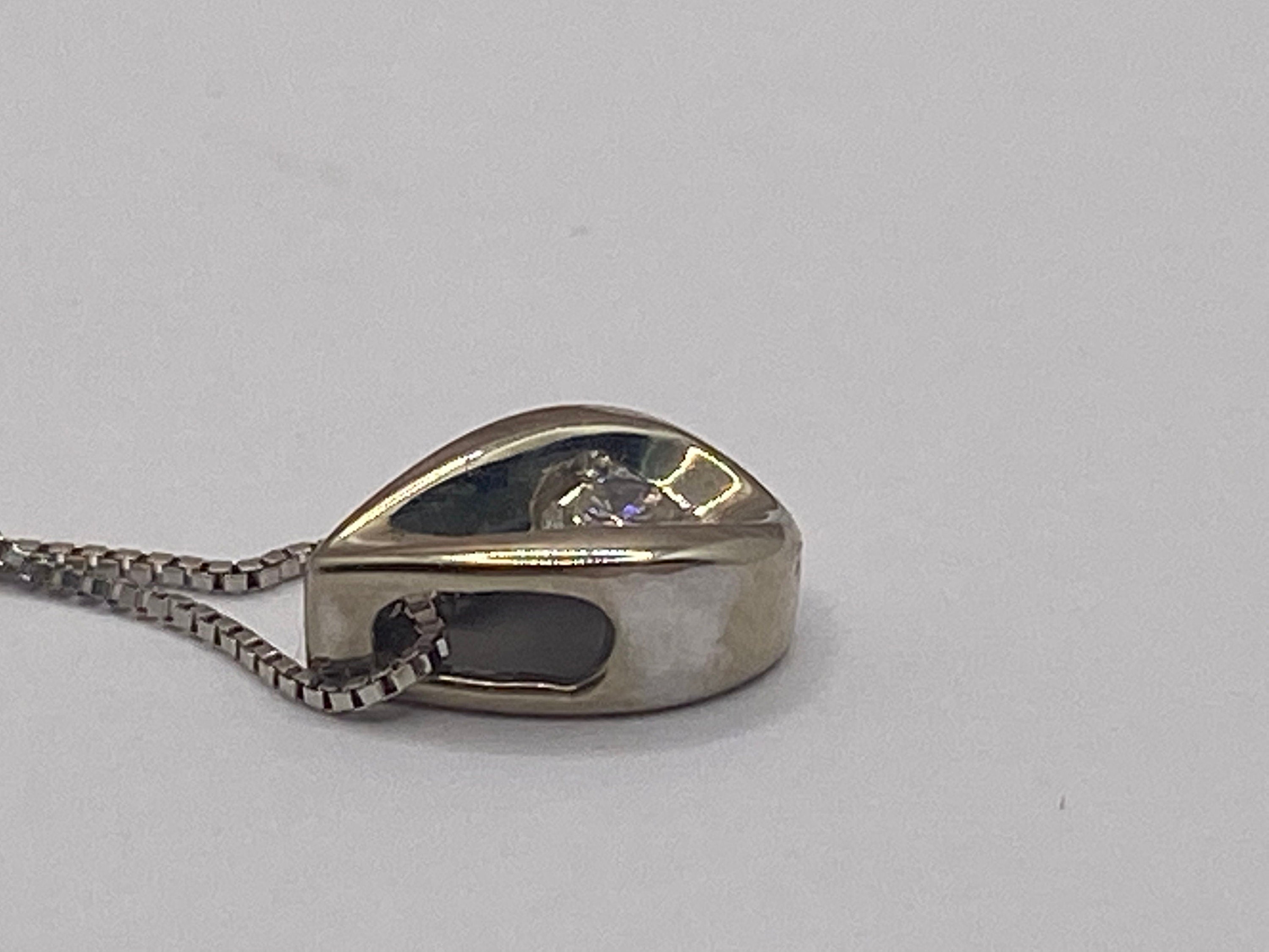 14K White Gold Diamond Pear Pendant (0.10 ct TCW)